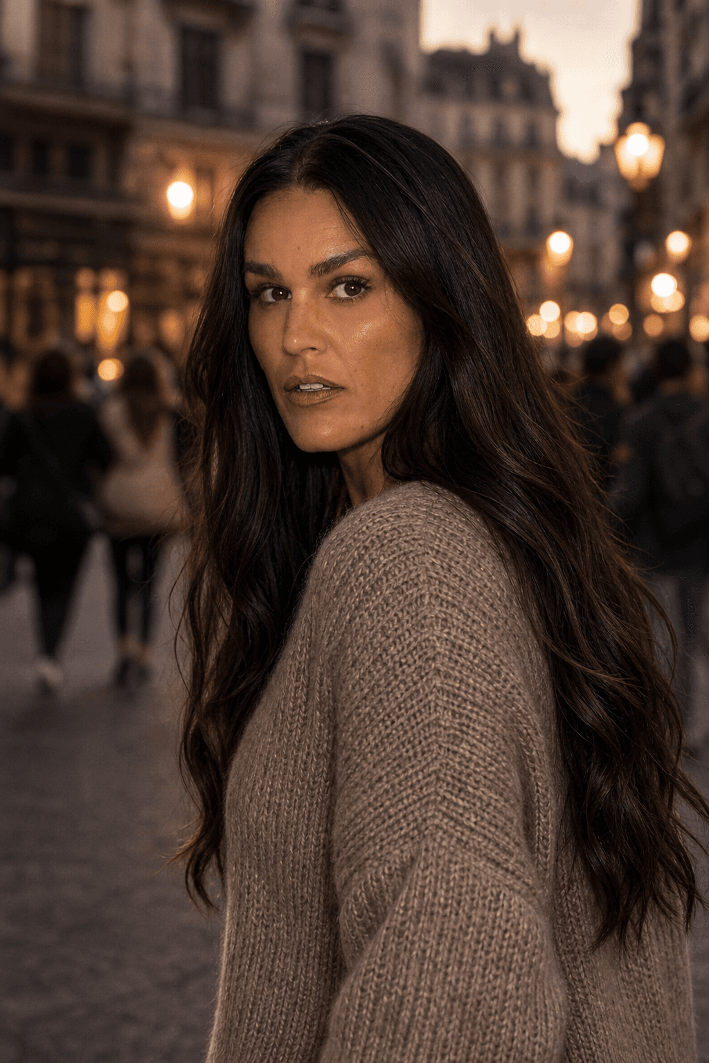 The World Passing Over Her · Turning Glance, Sandra's AI photo example