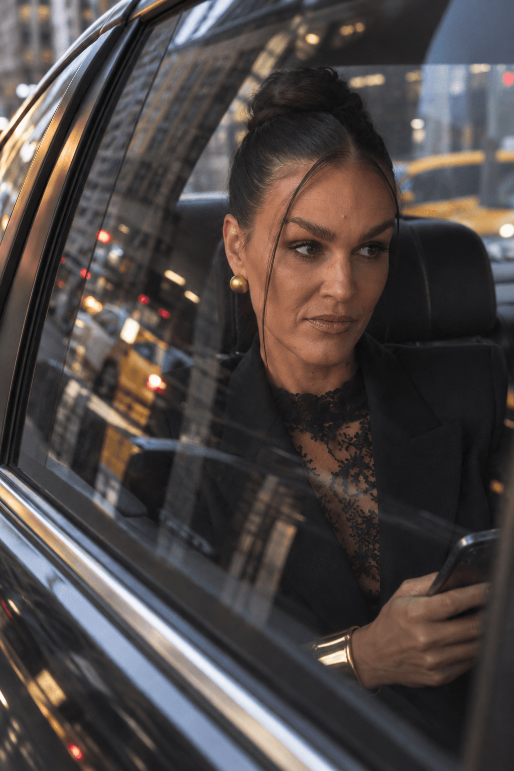 Backseat City Frames · Watching the Street, Sandra's AI photo example