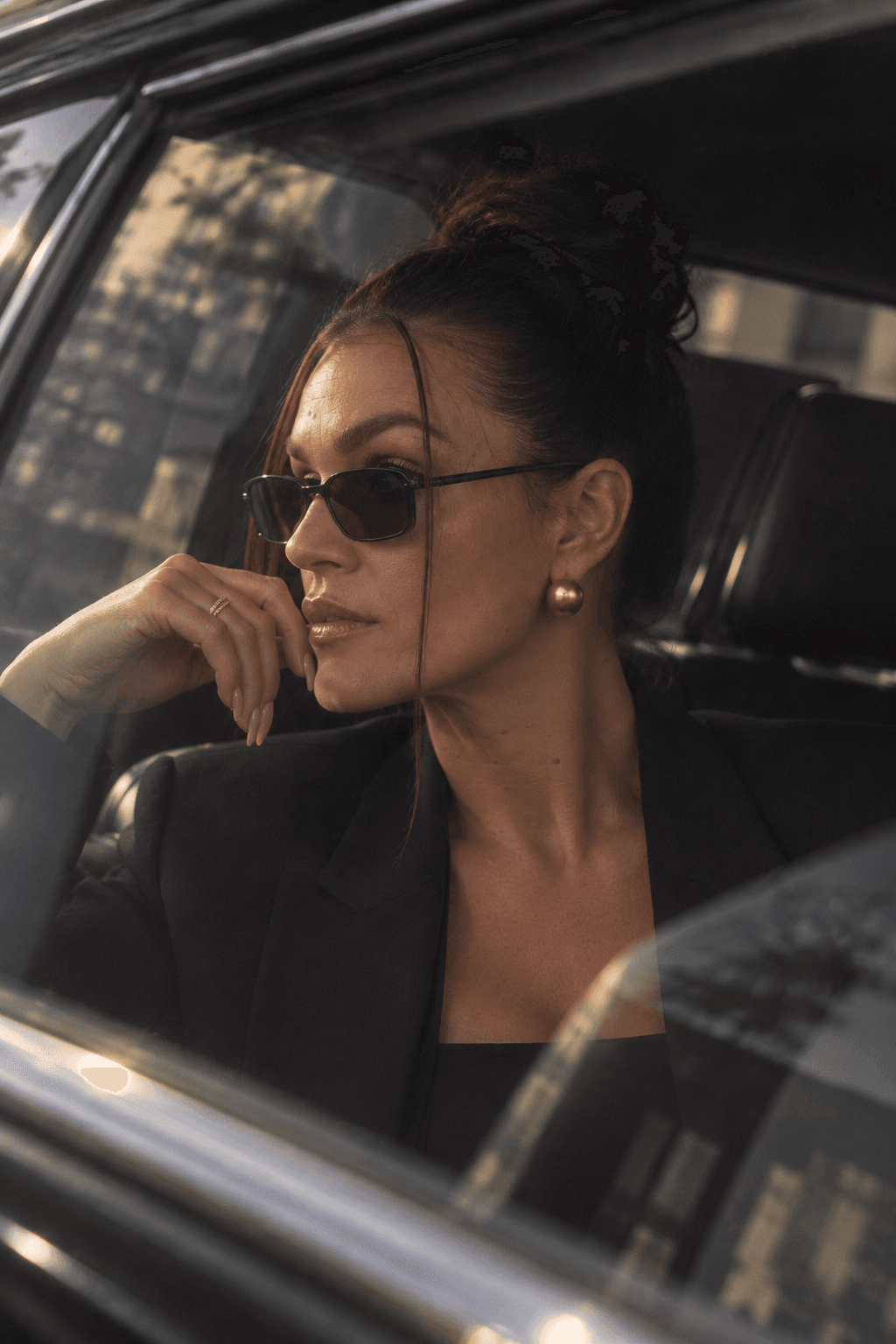 Backseat City Frames · Sunglasses Pause, Sandra's AI photo example