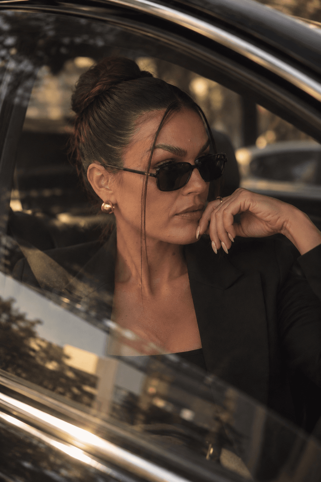 Backseat City Frames · Golden Hour Glass, Sandra's AI photo example