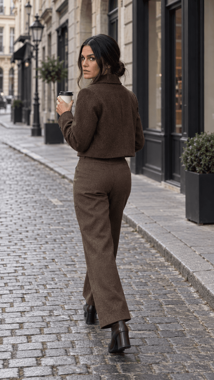 Walking candid in street outfit, Sandra's AI photo example