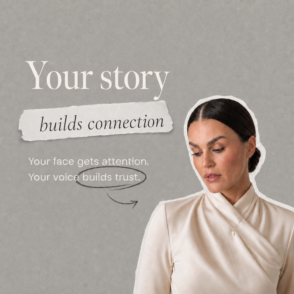 Finished Cutout Editorial carousel design about story and connection
