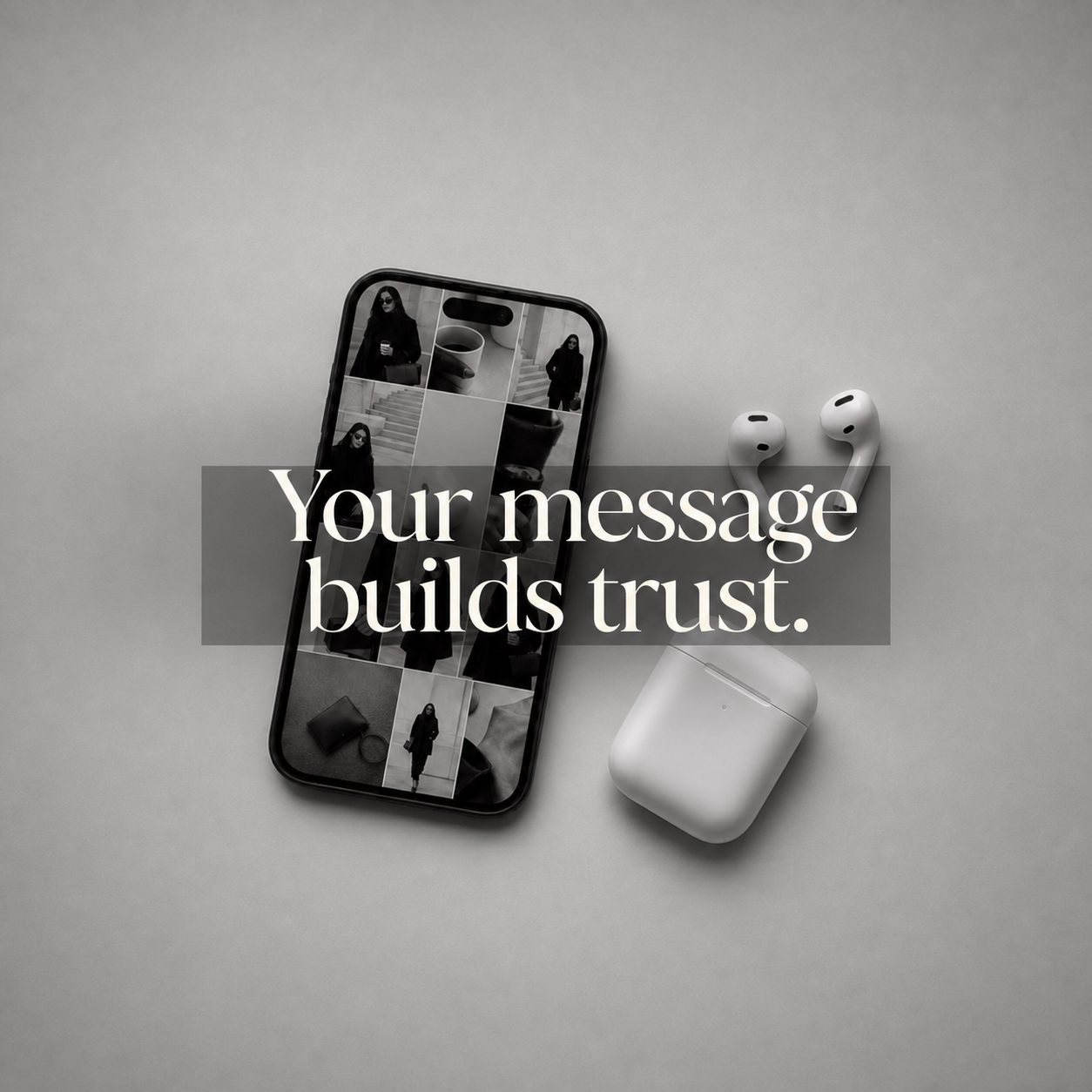 Finished Statement carousel design over a phone and personal-brand grid