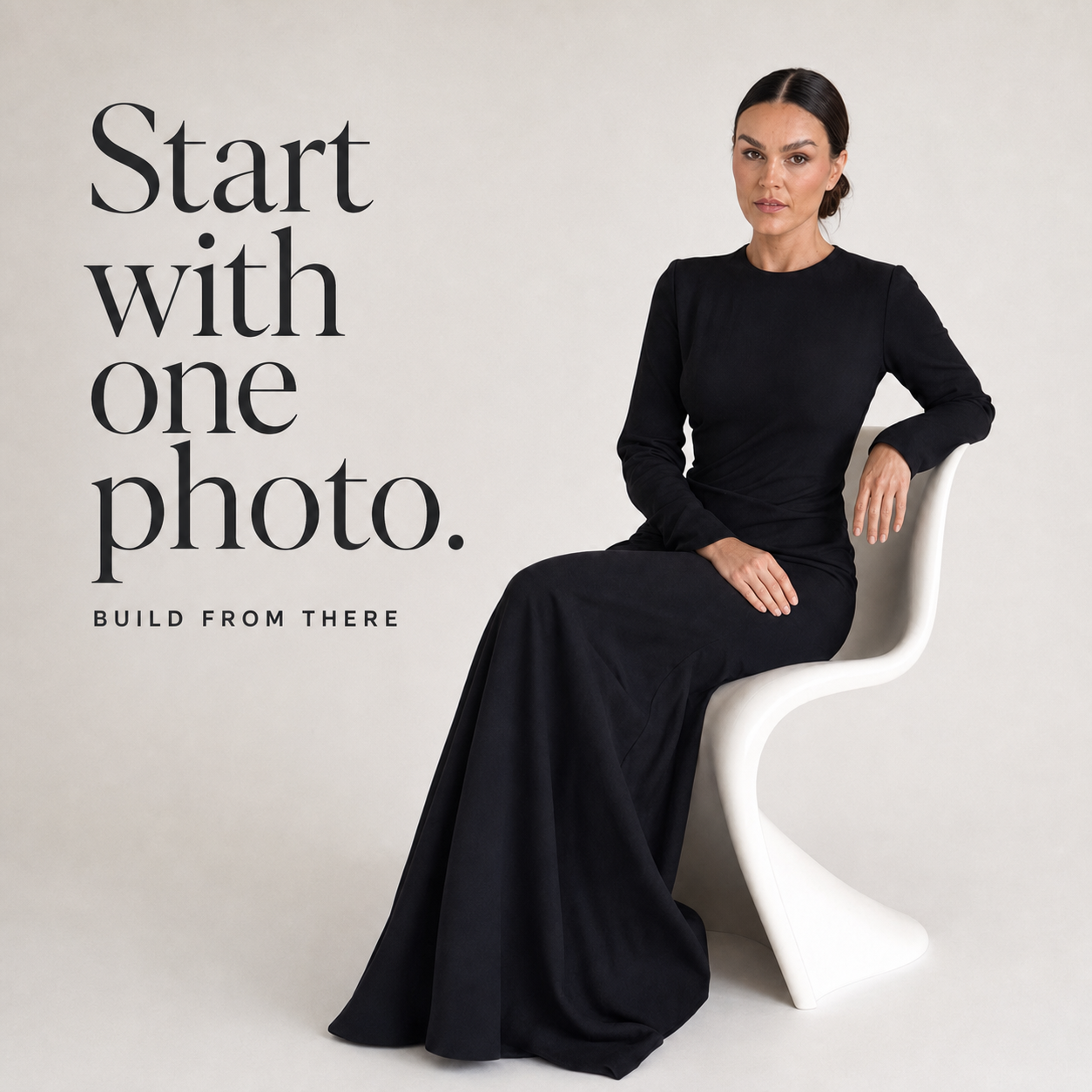 Finished Series Cover carousel design with Sandra seated in a black gown