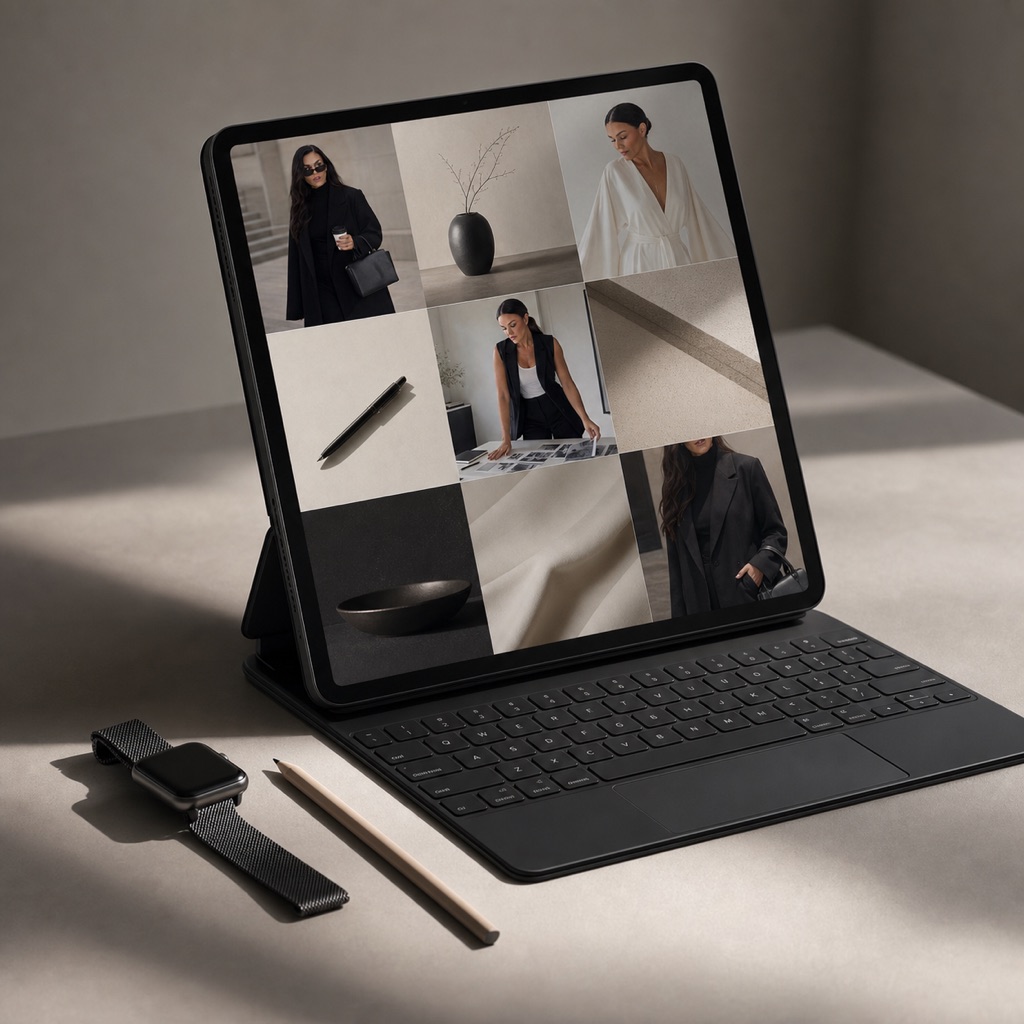 Laptop displaying Sandra's personal-brand content grid